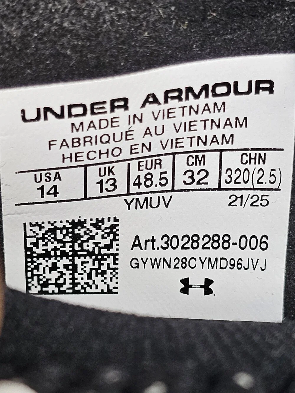 Men's 14 Under Armour Shadow Elite 3 FG 'QR Code' Soccer Cleats Black White